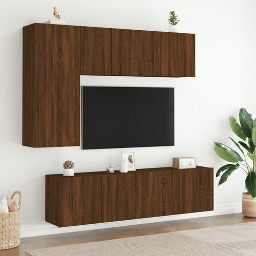 Væghængt tv-bord 60x30x41 cm brun egetræsfarve