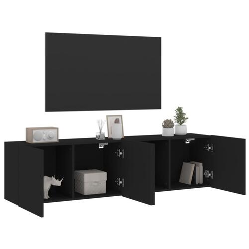 Væghængte tv-borde 2 stk. 80x30x41 cm sort