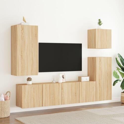 Væghængte tv-borde 2 stk. 80x30x41 cm sonoma-eg