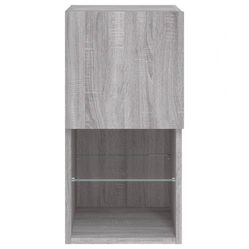 Væghængt tv-bord med LED-lys, 30,5×30×60 cm - grå sonoma-eg