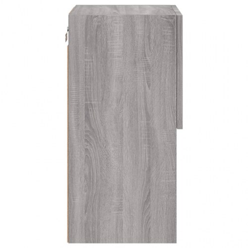 Væghængt tv-bord med LED-lys, 30,5×30×60 cm - grå sonoma-eg