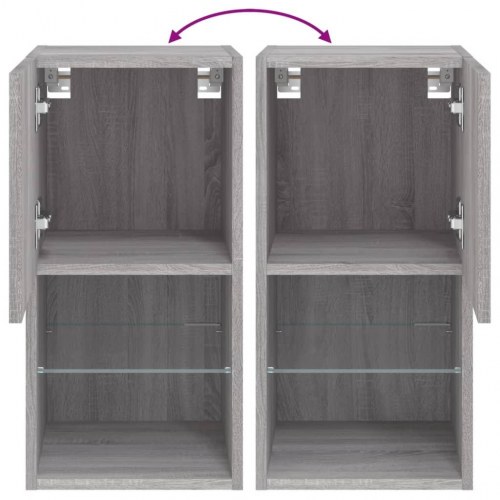 Væghængt tv-bord med LED-lys, 30,5×30×60 cm - grå sonoma-eg