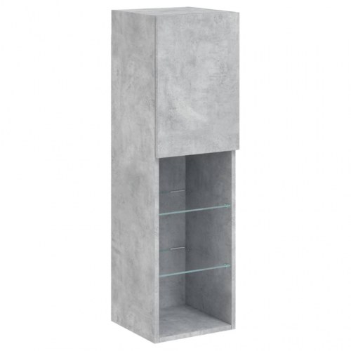 Væghængt tv-bord med RGB LED-lys 30,5×30×102 cm - betongrå
