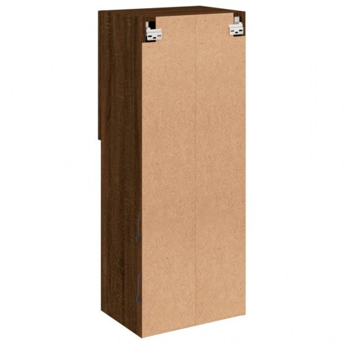 Væghængt tv-bord med LED-lys 40,5x30x102 cm - brun egetræsfarve