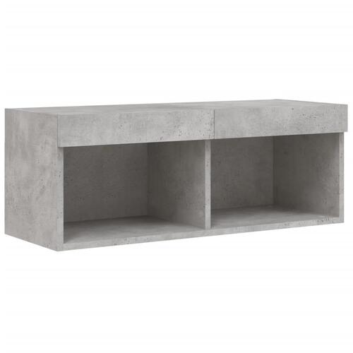 Sengebord med LED-lys 80x30x30 cm betongrå
