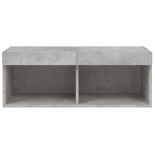 Sengebord med LED-lys 80x30x30 cm betongrå