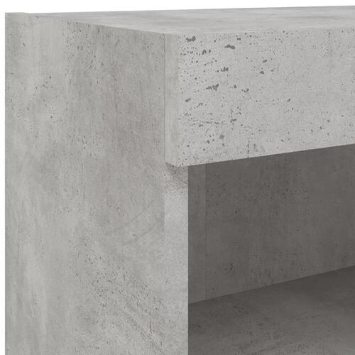 Sengebord med LED-lys 80x30x30 cm betongrå