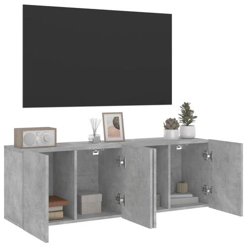 Væghængte tv-borde 2 stk. 60x30x41 cm betongrå