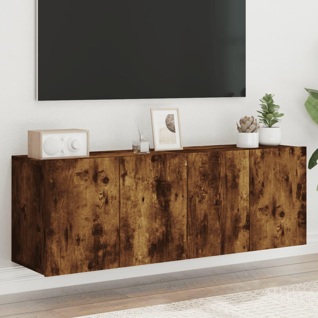 Væghængte tv-borde 2 stk. 60x30x41 cm røget egetræsfarve