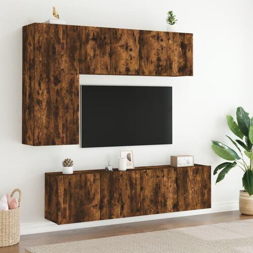 Væghængte tv-borde 2 stk. 60x30x41 cm røget egetræsfarve