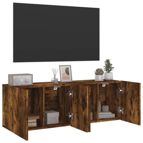 Væghængte tv-borde 2 stk. 60x30x41 cm røget egetræsfarve