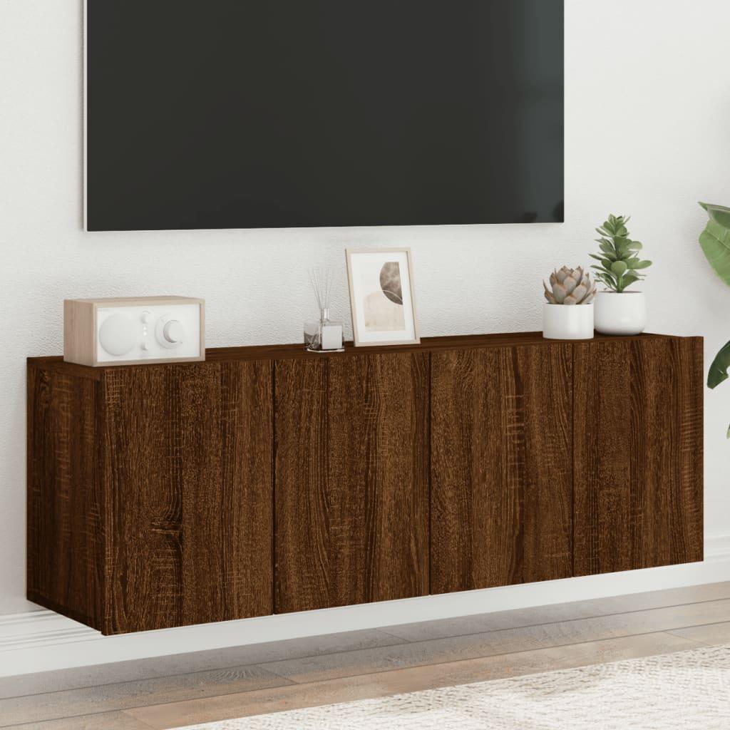 Væghængte tv-borde 2 stk. 60x30x41 cm brun egetræsfarve