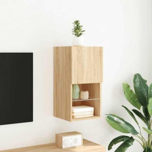 Tv-bord med LED-lys 30,5x30x60 cm sonoma-eg