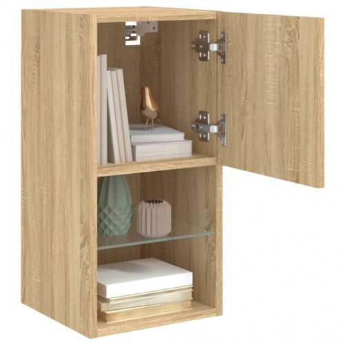 Tv-bord med LED-lys 30,5x30x60 cm sonoma-eg