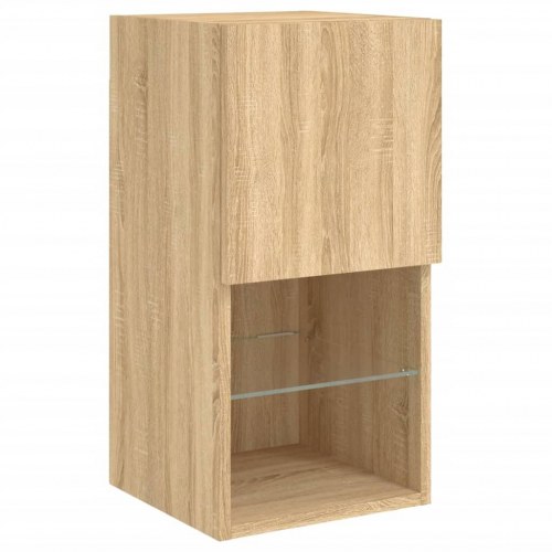 Tv-bord med LED-lys 30,5x30x60 cm sonoma-eg