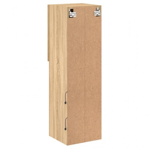 Tv-bord med LED-lys - 30,5×30×102 cm, sonoma-eg