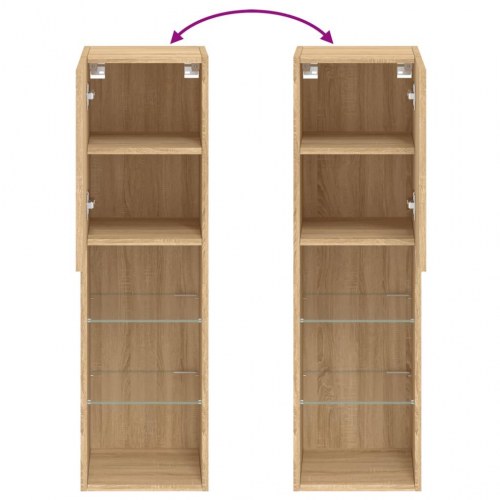 Tv-bord med LED-lys - 30,5×30×102 cm, sonoma-eg