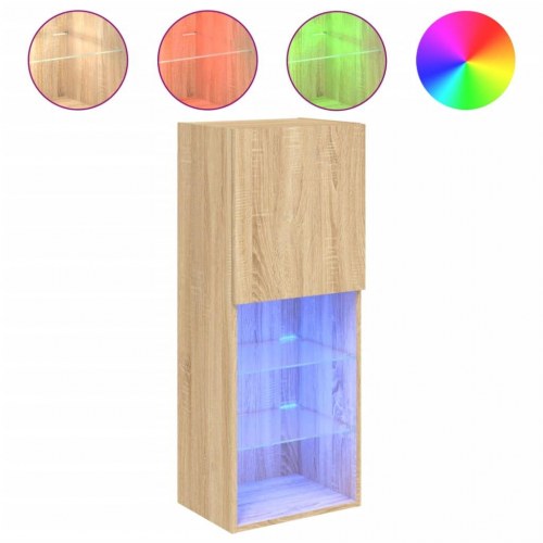 Væghængt tv-bord med RGB LED-lys 40,5×30×102 cm - sonoma-eg