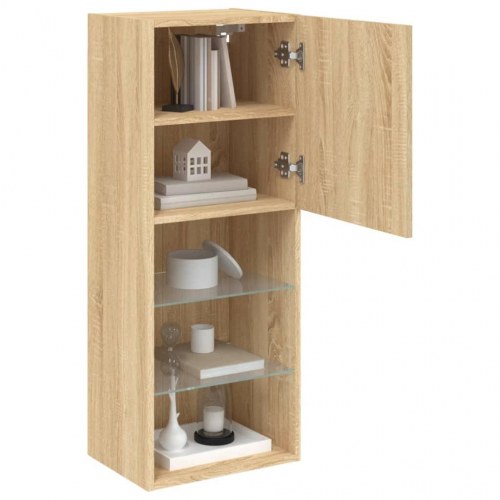 Væghængt tv-bord med RGB LED-lys 40,5×30×102 cm - sonoma-eg