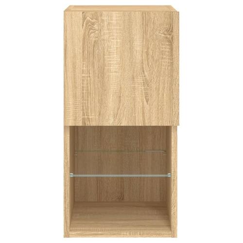 Tv-borde med LED-lys 2 stk. 30,5x30x60 cm sonoma-eg