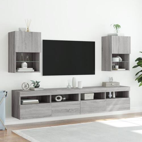 Tv-bord med LED-lys 40,5x30x60 cm grå sonoma-eg