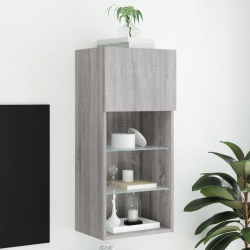 Væghængt tv-bord med RGB LED-lys 40,5×30×90 cm - grå sonoma-eg