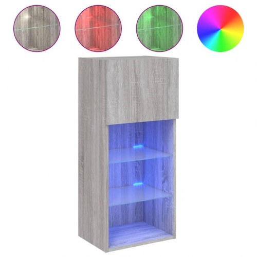 Væghængt tv-bord med RGB LED-lys 40,5×30×90 cm - grå sonoma-eg