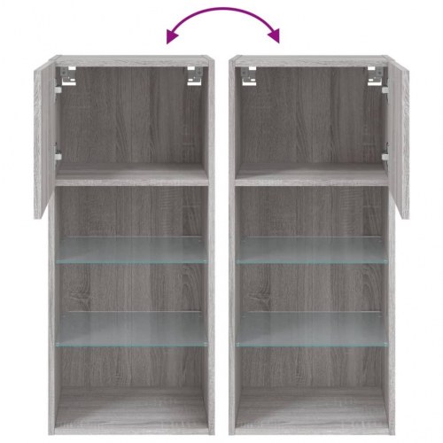 Væghængt tv-bord med RGB LED-lys 40,5×30×90 cm - grå sonoma-eg