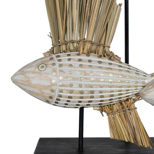 Dekorativ figur Hvid Brun Natur Fisk 30 x 10 x 40 cm