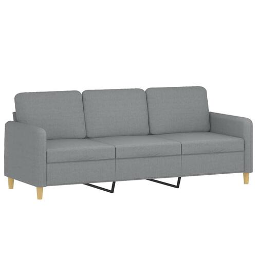 3-personers sofa med pyntepuder 180 cm stof lysegrå