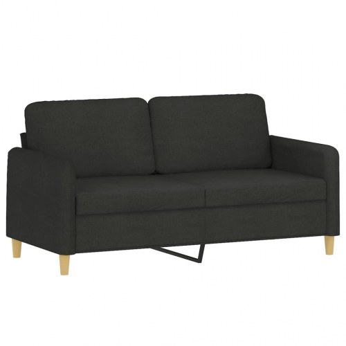 2-personers sofa med pyntepuder - stof, sort, sædebredde 140 cm