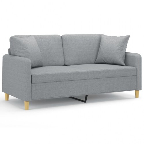 2-personers sofa med pyntepuder 140 cm - stof, lysegrå