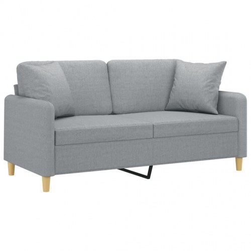 2-personers sofa med pyntepuder 140 cm - stof, lysegrå