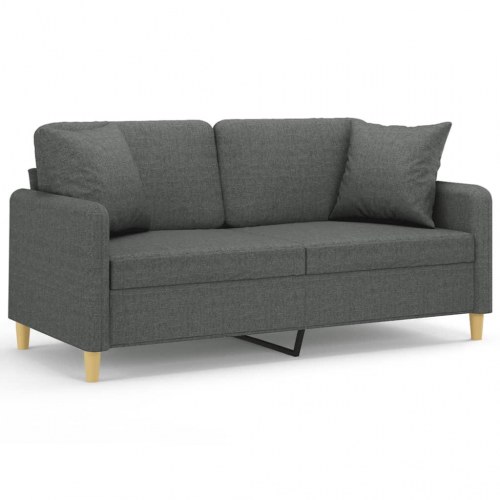 2-personers sofa med pyntepuder 140 cm - stof, mørkegrå