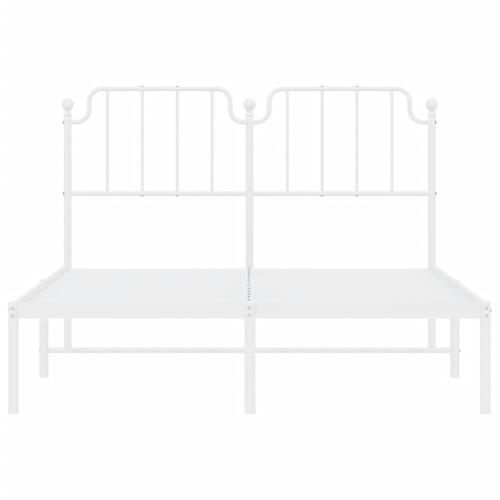 Sengeramme med sengegavl 135x190 cm metal hvid