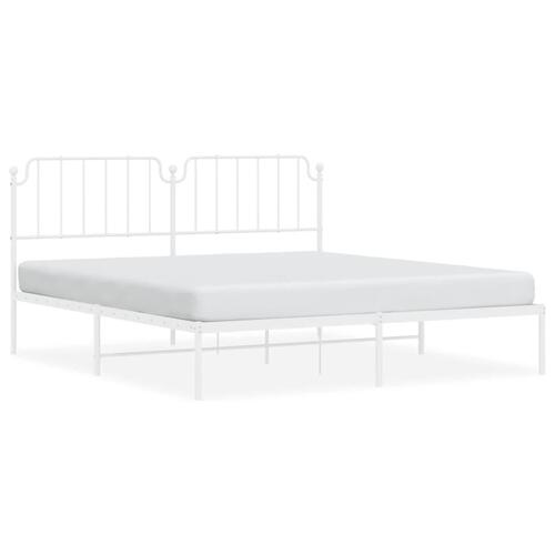 Sengeramme med sengegavl 180x200 cm metal hvid