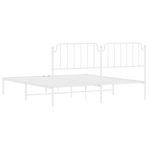 Sengeramme med sengegavl 180x200 cm metal hvid