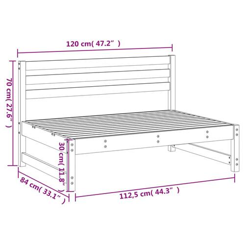 Midtermodul til havesofa 120x80 cm massivt fyrretræ grå