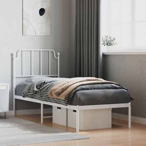 Sengeramme med sengegavl 80x200 cm metal hvid