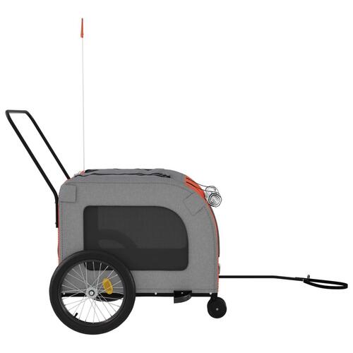 Cykeltrailer til kæledyr oxfordstof og jern orange og grå