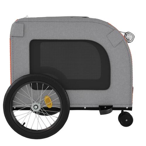 Cykeltrailer til kæledyr oxfordstof og jern orange og grå