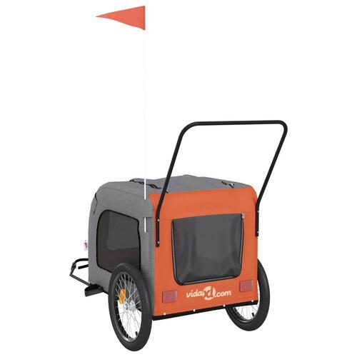 Cykeltrailer til kæledyr oxfordstof og jern orange og grå