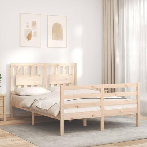 Sengeramme med sengegavl 140x200 cm massivt træ hvid