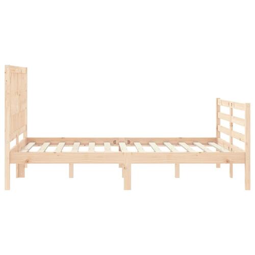Sengeramme med sengegavl 140x200 cm massivt træ hvid