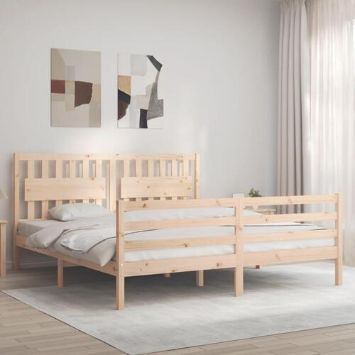 Sengeramme med sengegavl Super King Size massivt træ