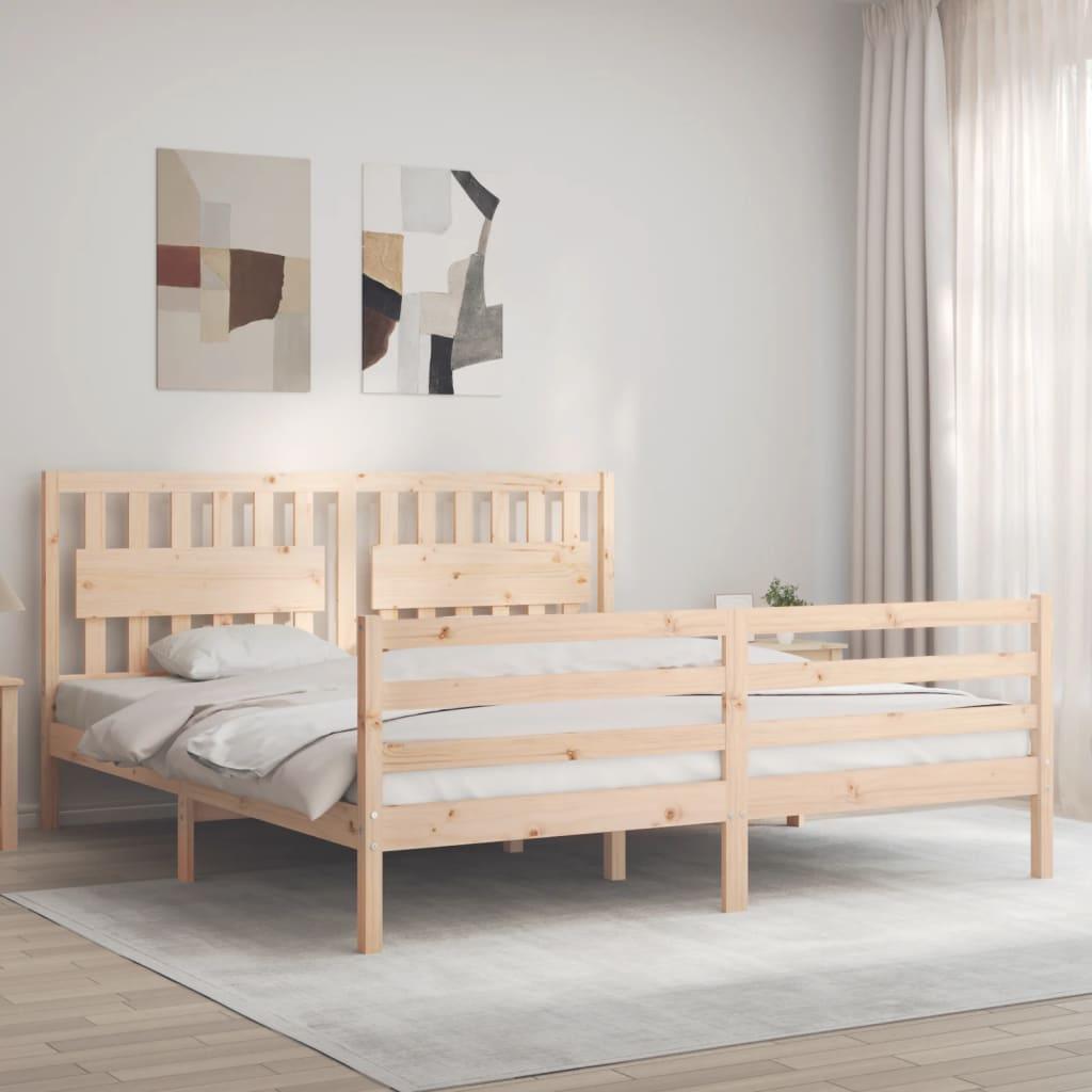 Sengeramme med sengegavl Super King Size massivt træ