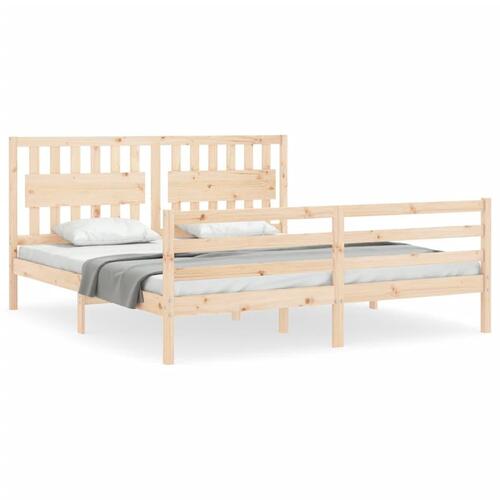 Sengeramme med sengegavl Super King Size massivt træ