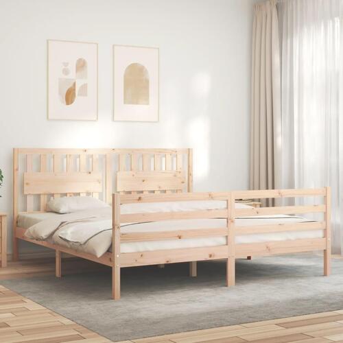 Sengeramme med sengegavl Super King Size massivt træ