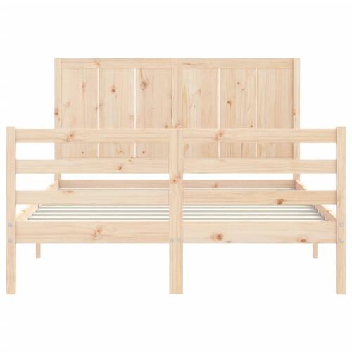 Sengeramme med sengegavl 140x200 cm massivt træ hvid