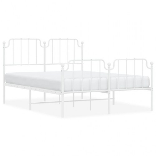 Sengeramme med gavl og fodgærde 140×190 cm - metal, hvid